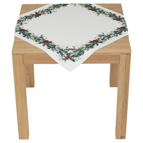 Ubrus - jehličí, šišky a bobule, 100% polyester, 80 x 80 cm