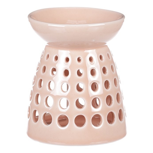 Aromalampa - porcelánová, kulaté otvory, barva meruňková