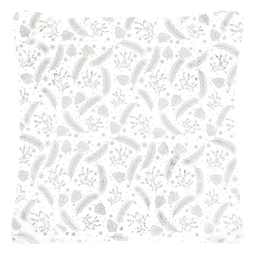 Polštář sametový s výplní - stříbrný vánoční vzor, 100% polyester, 45 x 45 cm