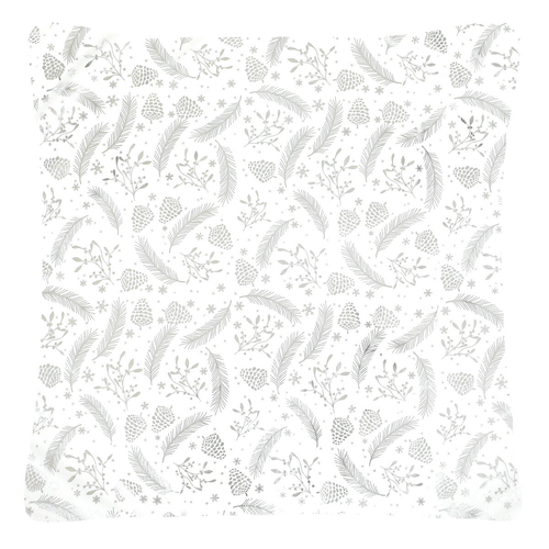 Polštář sametový s výplní - stříbrný vánoční vzor, 100% polyester, 45 x 45 cm