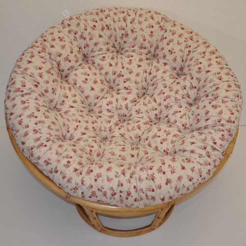 Ratanový papasan 110 cm medový polstr motiv růže