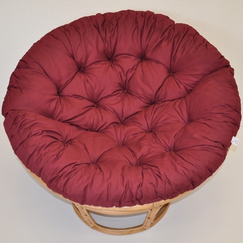 Ratanový papasan 110 cm  medový polstr vínový