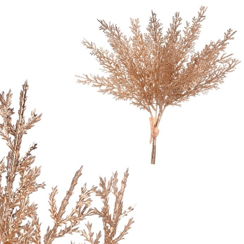 Túje - umělý trs, zlatý se třpytkami, cena za svazek (4 ks)