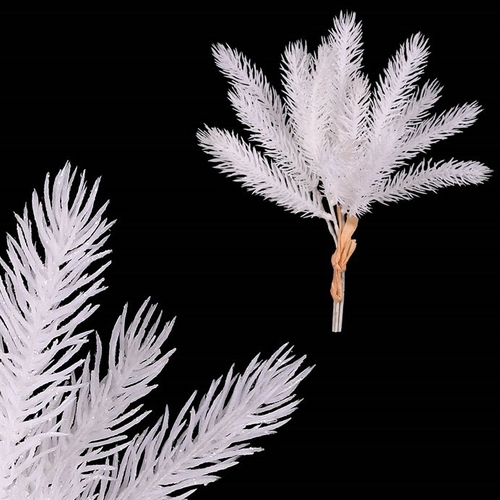 Smrk - umělá větev, zápich, bílá, cena za svazek (4 ks)