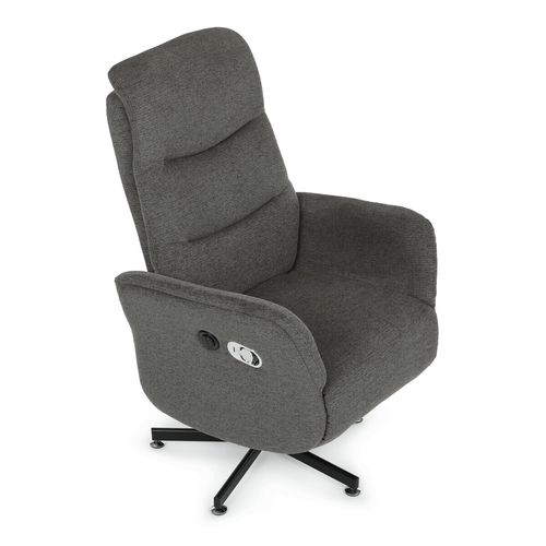Polohovací křeslo, elektrické zabudované ovládání, šedá, látka, TV-C5479 GREY2