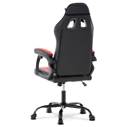 Herní křeslo, houpací mechanismus, červená ekokůže, KA-L626 RED