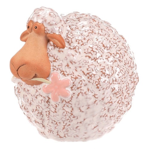Ovečka - keramická figurka, vel. M, bílo-hnědá