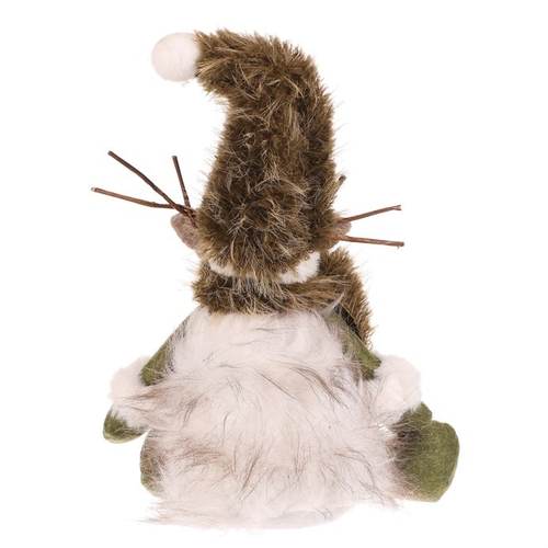 Sob - látková figurka, sedící, bílo-zelená