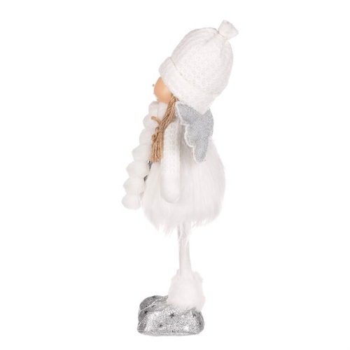 Anděl se srdcem - látková figurka, bílá barva