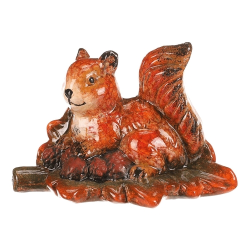 Veverka se siškami na listu - keramika, oranžovo-hnědá