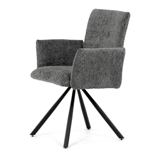 Jídelní židle otočná 180°, šedá, látka bouclé, DCH-W1117 GREY2
