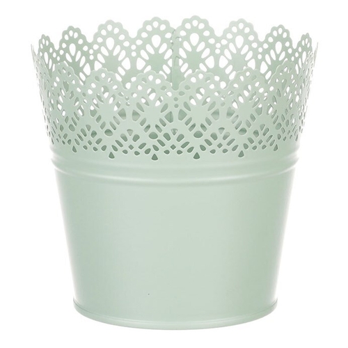 Obal kovový - kulatý, krajkový okraj, barva zelená