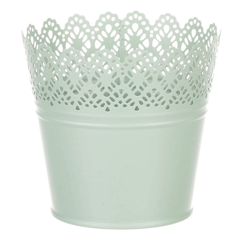 Obal kovový - kulatý, krajkový okraj, barva zelená