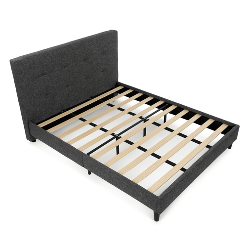 Dvoulůžková postel, látka, šedá, BED-M160 GREY2