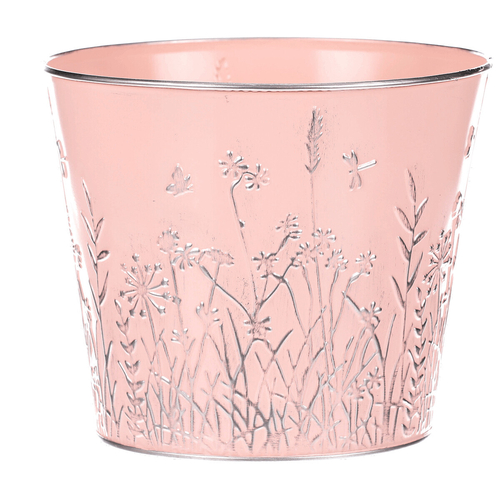 Obal na květiny kovový - barva růžová.