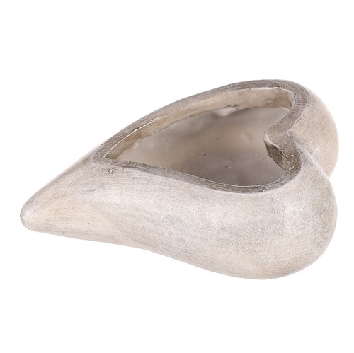 Obal květinový pietní  - tvar srdce, polyresin, šedý