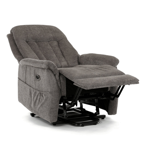 Polohovací křeslo, elektrické zabudované ovládání, šedá, látka, TV-Q8575 GREY2