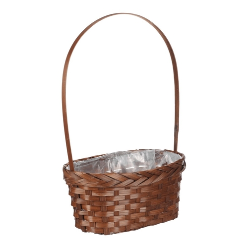 Obal na květiny - proutěný, oválný s uchem, vel. M, hnědý