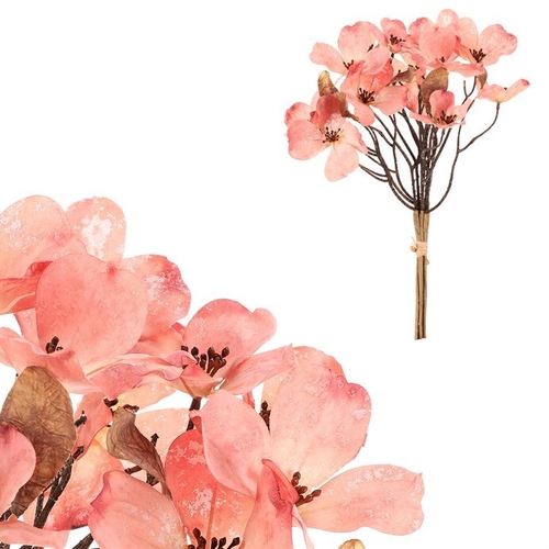 Magnolie - umělá řezaná, 6 větviček ve svazku, růžová