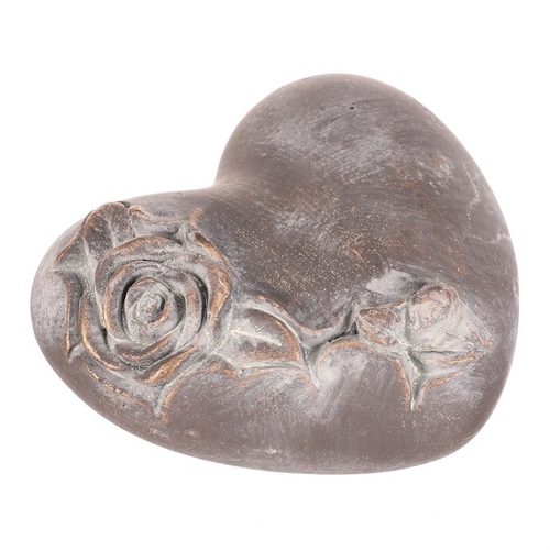 Srdce s růží - betonové, pietní, antracitově šedé