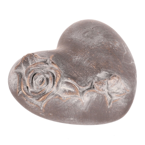Srdce s růží - betonové, pietní, antracitově šedé