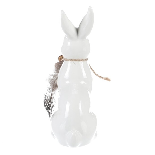 Zajíc - keramická figurka, velká, barva bílá