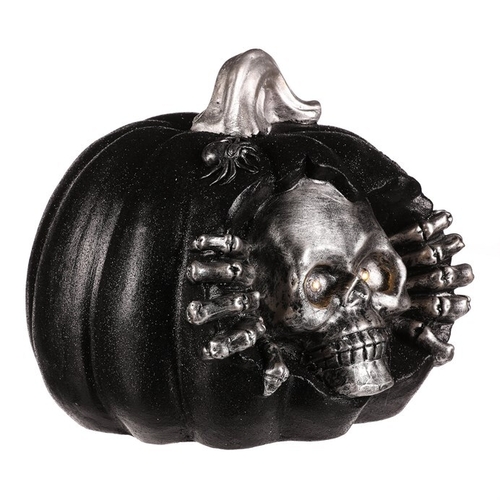 Dýně s lebkou - Halloween, magnesium, LED osvětlení