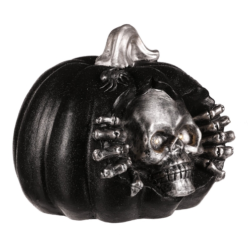 Dýně s lebkou - Halloween, magnesium, LED osvětlení