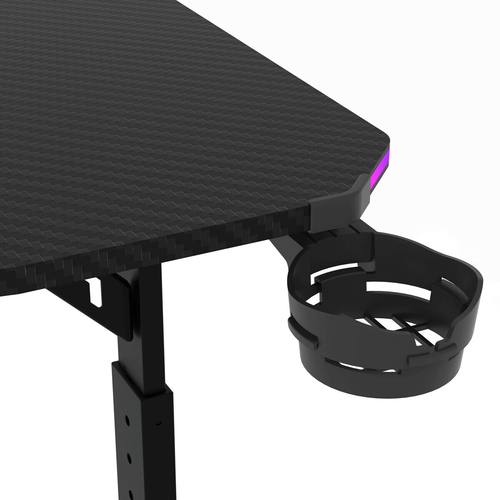 Pevný herní stůl 140x60cm, RGB LED, výběr výšky, melamin LT-H1214 BK