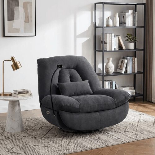Polohovací křeslo, elektrické zabudované ovládání, šedá, látka, TV-7081 GREY2