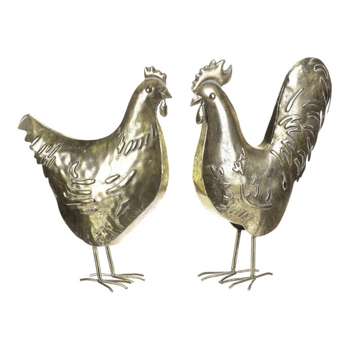 Slepice a kohout - kovová dekorace, zlatá, cena za 1 ks