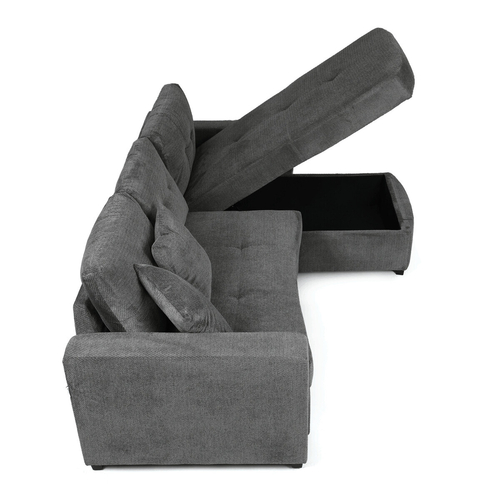 Rohová sedací souprava, šedá látka, ASB-C3990 GREY2