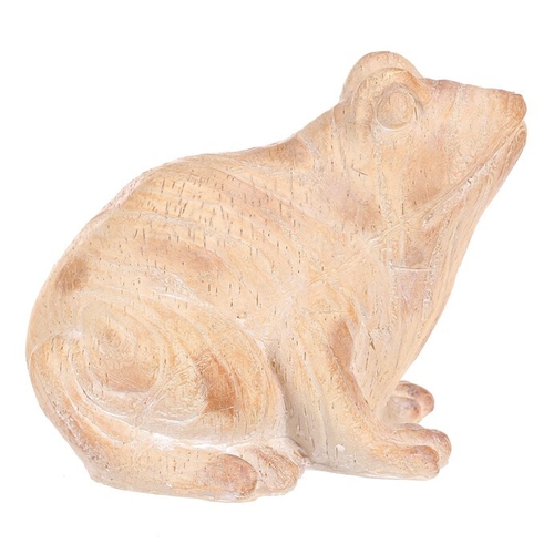 Žába - figurka z polyresinu, větší, imitace dřeva