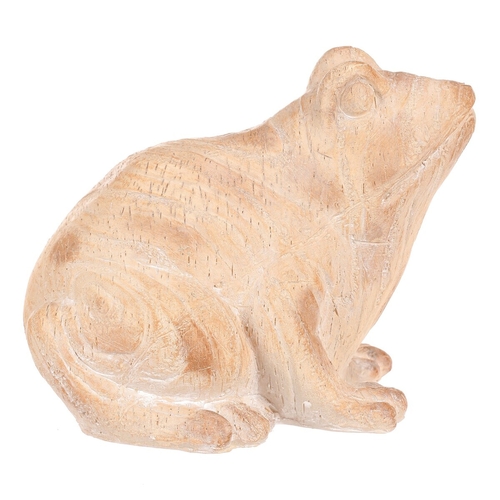 Žába - figurka z polyresinu, větší, imitace dřeva