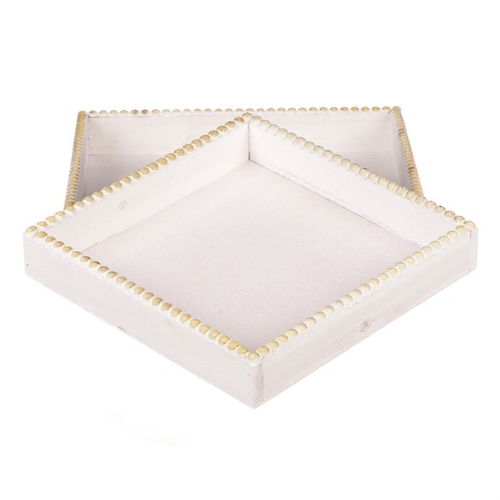 Tác dřevěný - tvar čtverec, bílý, cena za sadu 2 ks