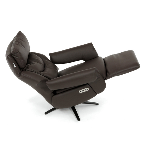 Relaxační křeslo, elektrické zabudované ovládání, hnědá, kůže, TV-B3980 BR3