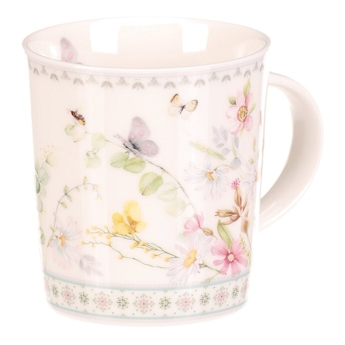 Hrnek malovaný - porcelán, dárková dóza, motiv rozkvetlé louky