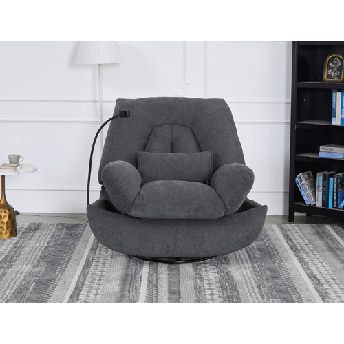 Polohovací křeslo, elektrické zabudované ovládání, šedá, látka, TV-7089 GREY2