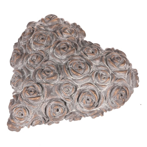 Srdce s růžemi - betonové, antracitově šedé