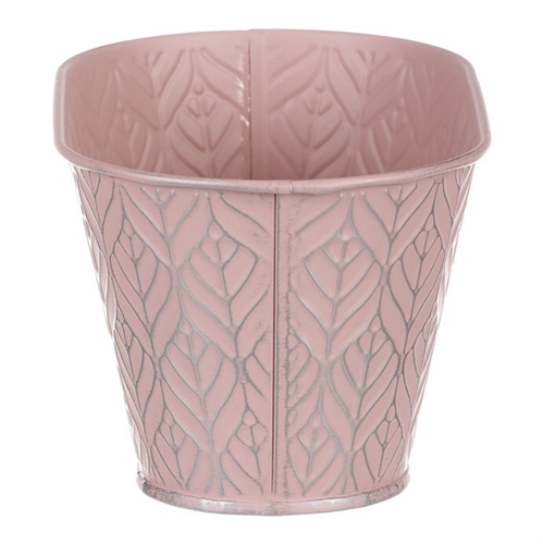 Obal kovový - truhlík, stříbrný vzor, barva růžová