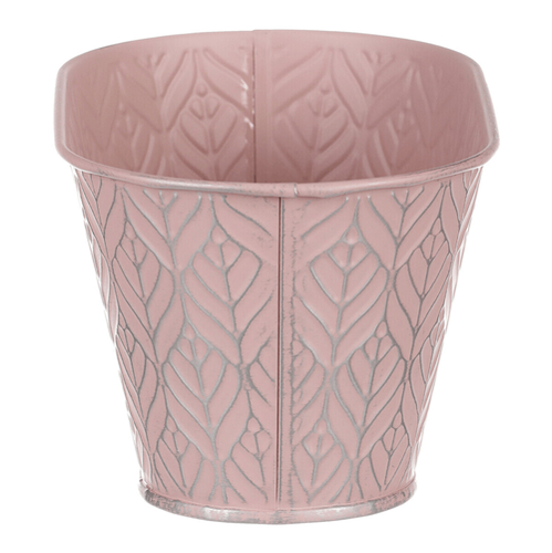 Obal kovový - truhlík, stříbrný vzor, barva růžová