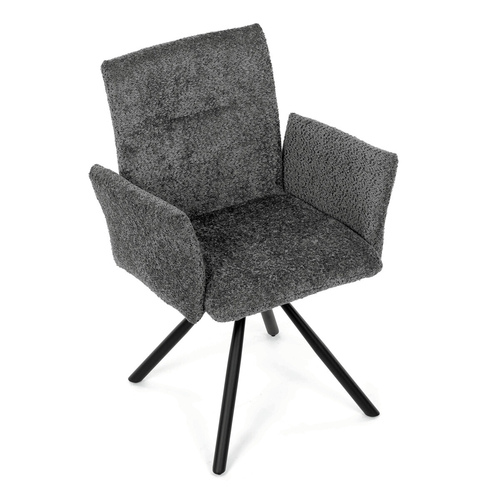 Jídelní židle otočná 180°, šedá, látka bouclé, DCH-W1117 GREY2