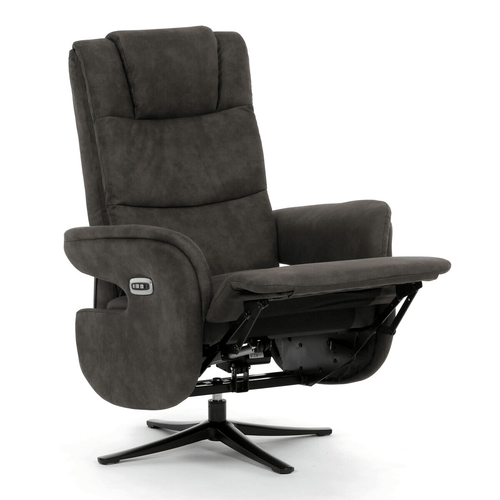 Polohovací křeslo, elektrické zabudované ovládání, funkce zero gravity, šedá, látka vintage, TV-C5590 SIL3