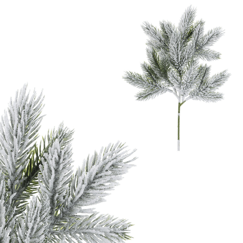 Smrk - umělá větev, délka 38 cm, zasněžená