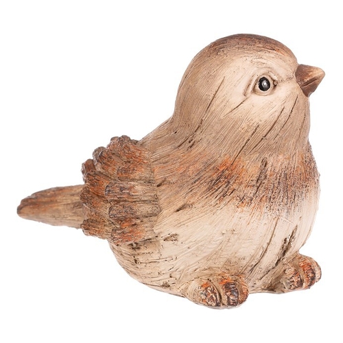 Ptáček - polyresinová figurka, vel. M, béžovo-hnědý