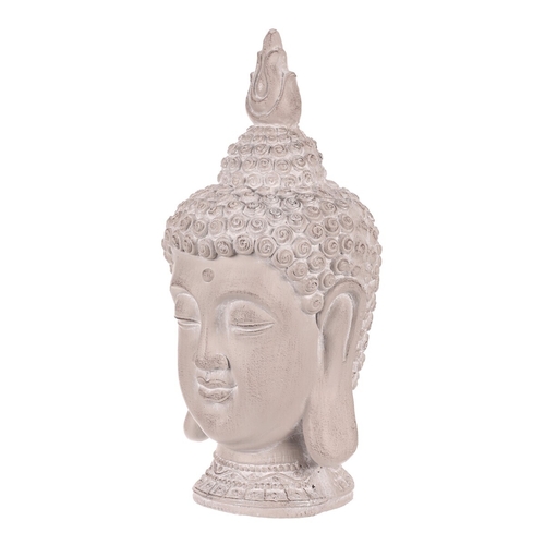 Buddha - hlava z polyresinu, barva šedá