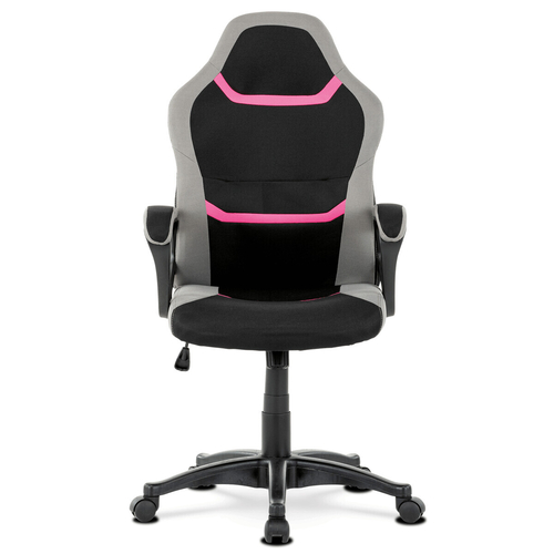 Herní židle, houpací mechanismus, černá látka, KA-L611 PINK