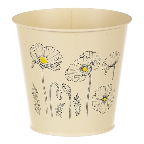 Obal kovový - motiv kvetoucího máku, žlutý