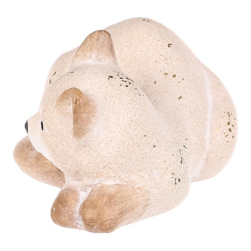 Kočka - keramická figurka, ležící, vel. M, barva krémová