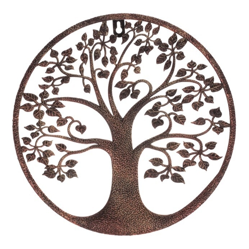 Strom kovový - dekorace na zeď, barva měděná-antik